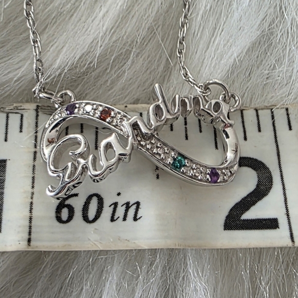 925 Infinity Grandma Pendant With Agate, Amethyst, Garnet, Chrysoprase Gemstones - Picture 4 of 4